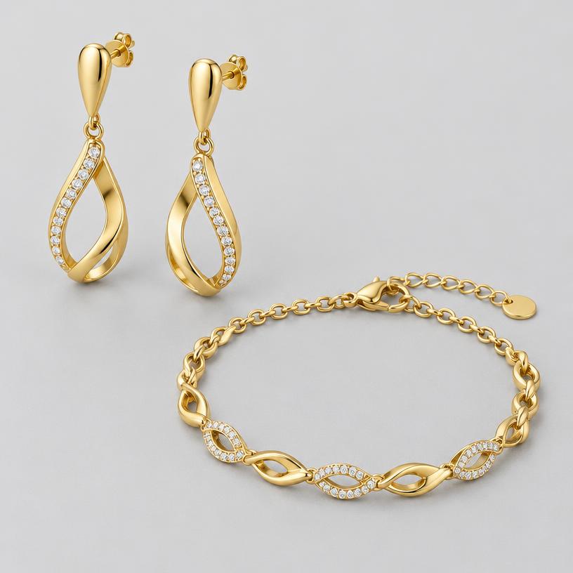 Gold Earrings + Bracelet